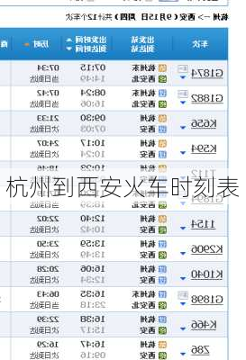 杭州到西安火车时刻表